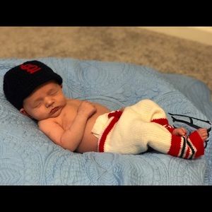 Crochet Cardinals baseball newborn outfit